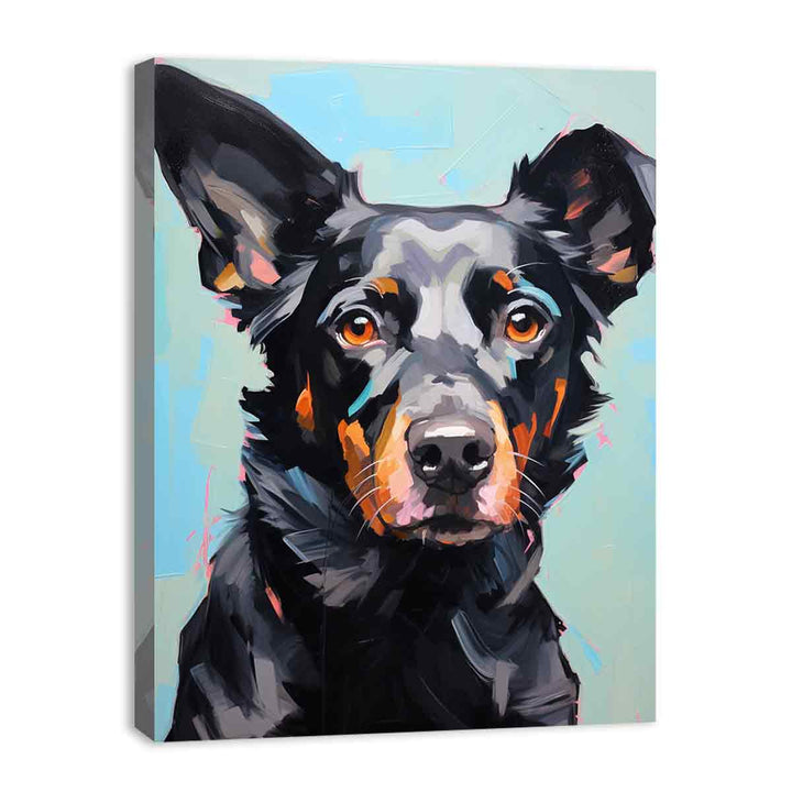 Modern Black Dog  Painting
