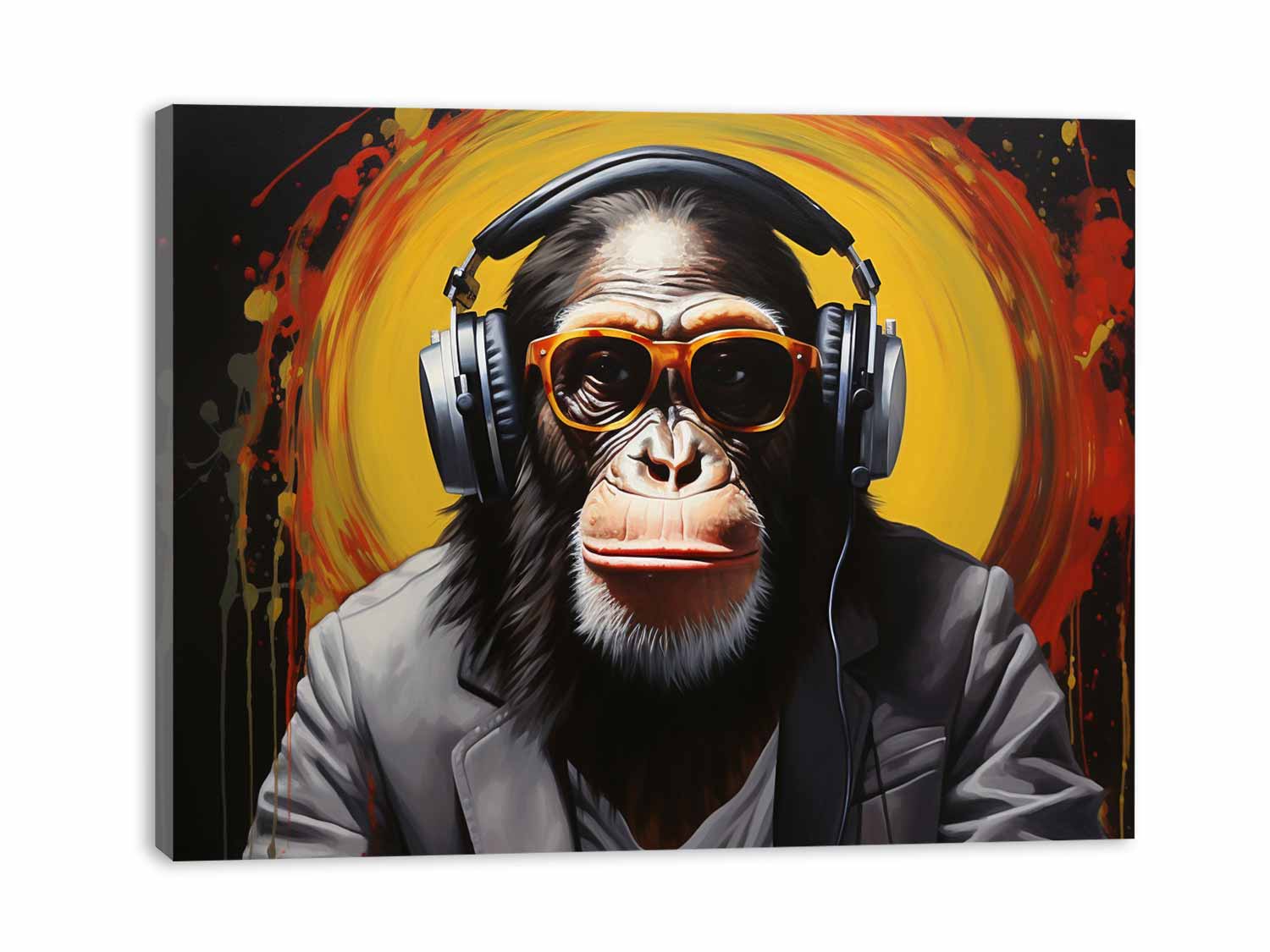 Modern Black Monkey Head Phone  Painting