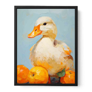Modern White Orange Duck Art Painting  Canvas Print