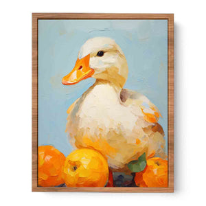 Modern White Orange Duck Art Painting Poster