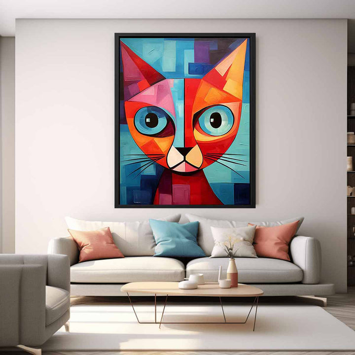 Modern Cubism Cat Painting