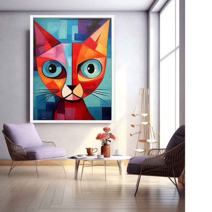 Modern Cubism Cat Painting