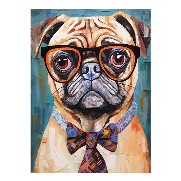 Modern Pug Dog  with Glasses