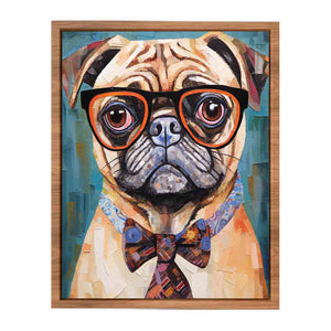 Modern Pug Dog  with Glasses Poster