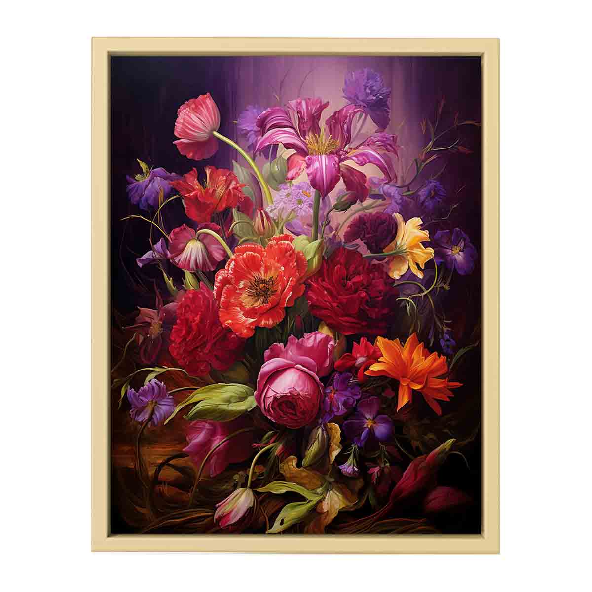 Purple And Red Flowers Painting  Art Print