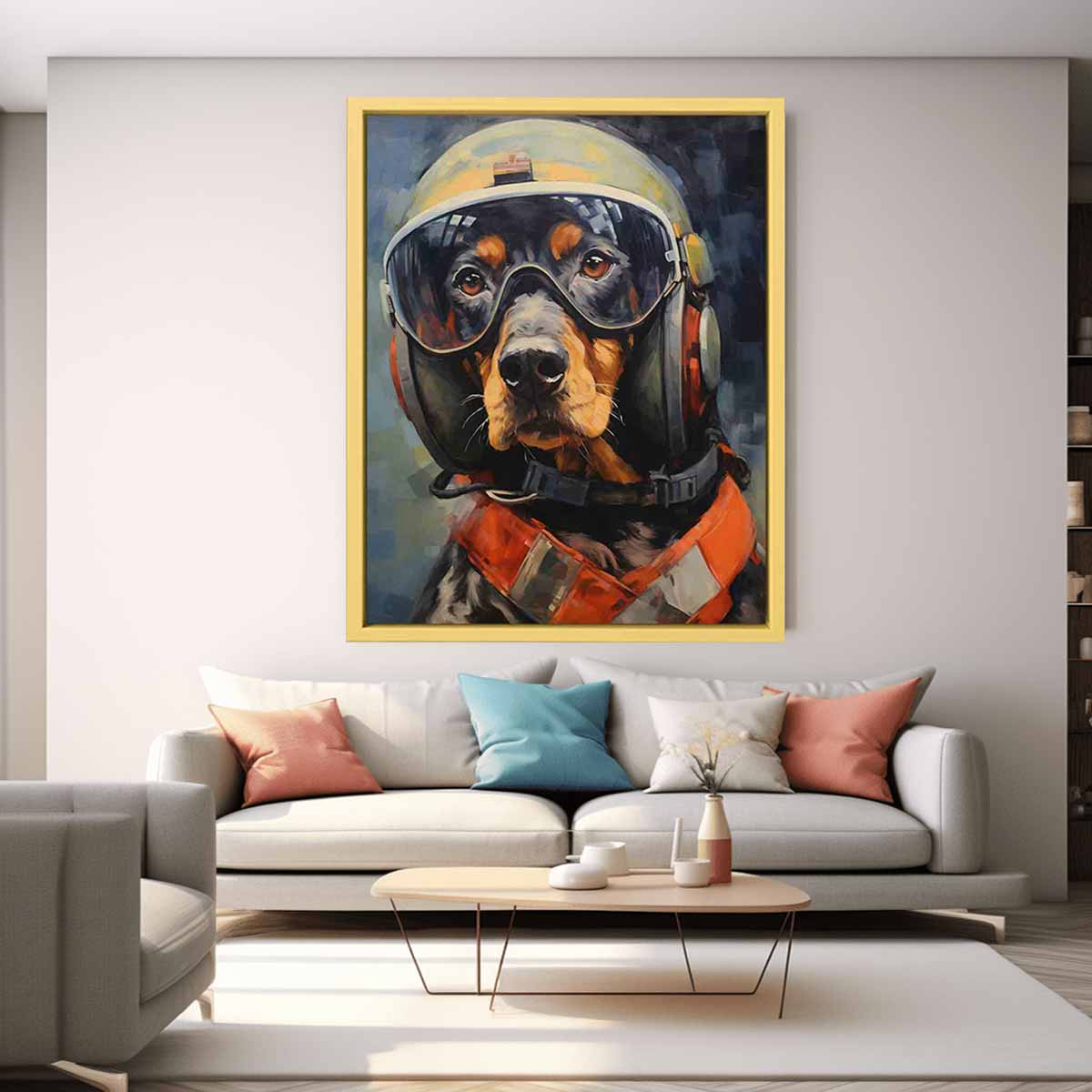 Dog wearing Helmet Modern Art Painting
