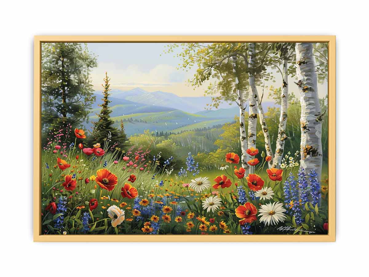 Beautiful Landscape Painting Of Flowers  Streched canvas