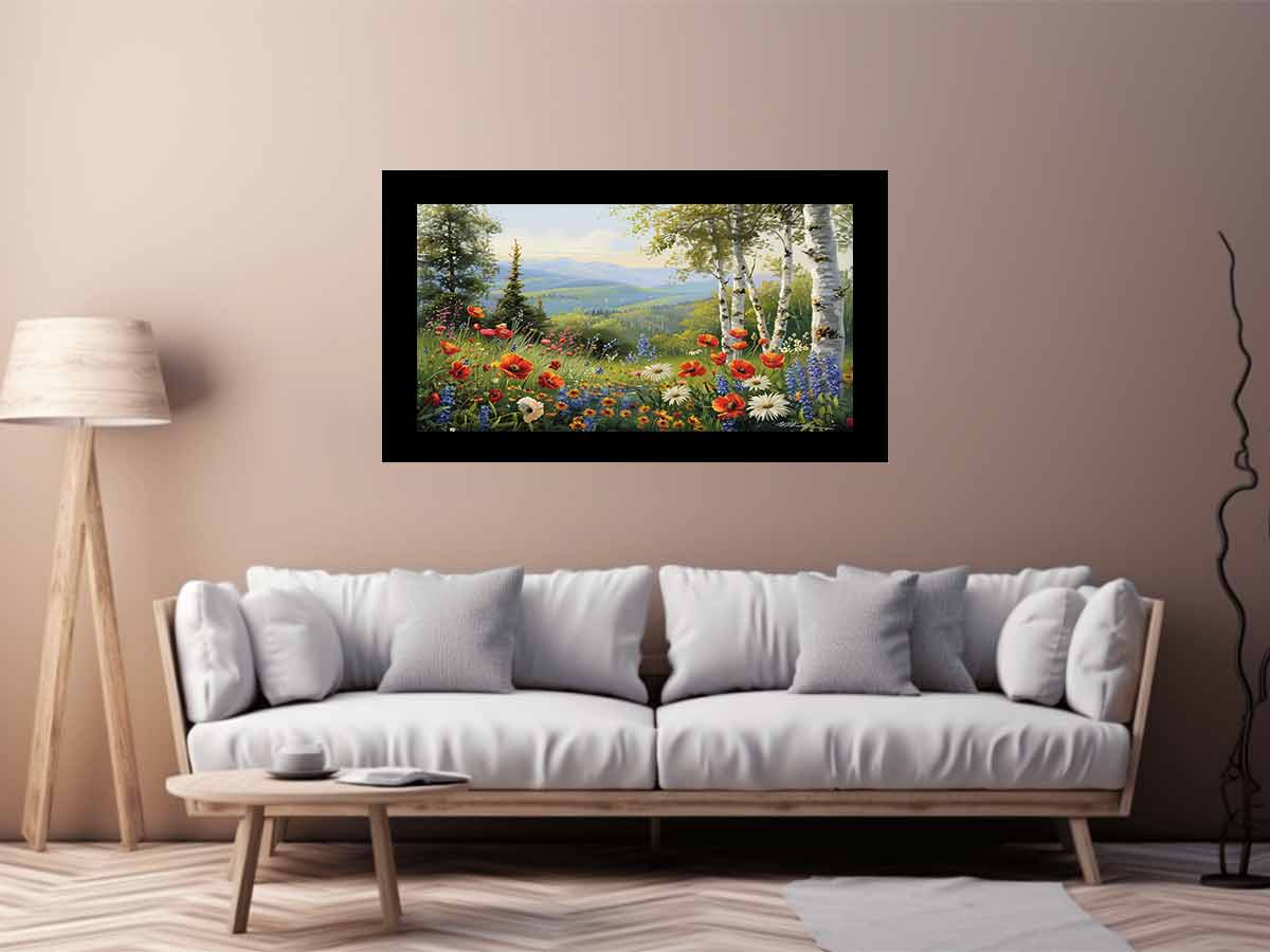 Beautiful Landscape Painting Of Flowers Painting