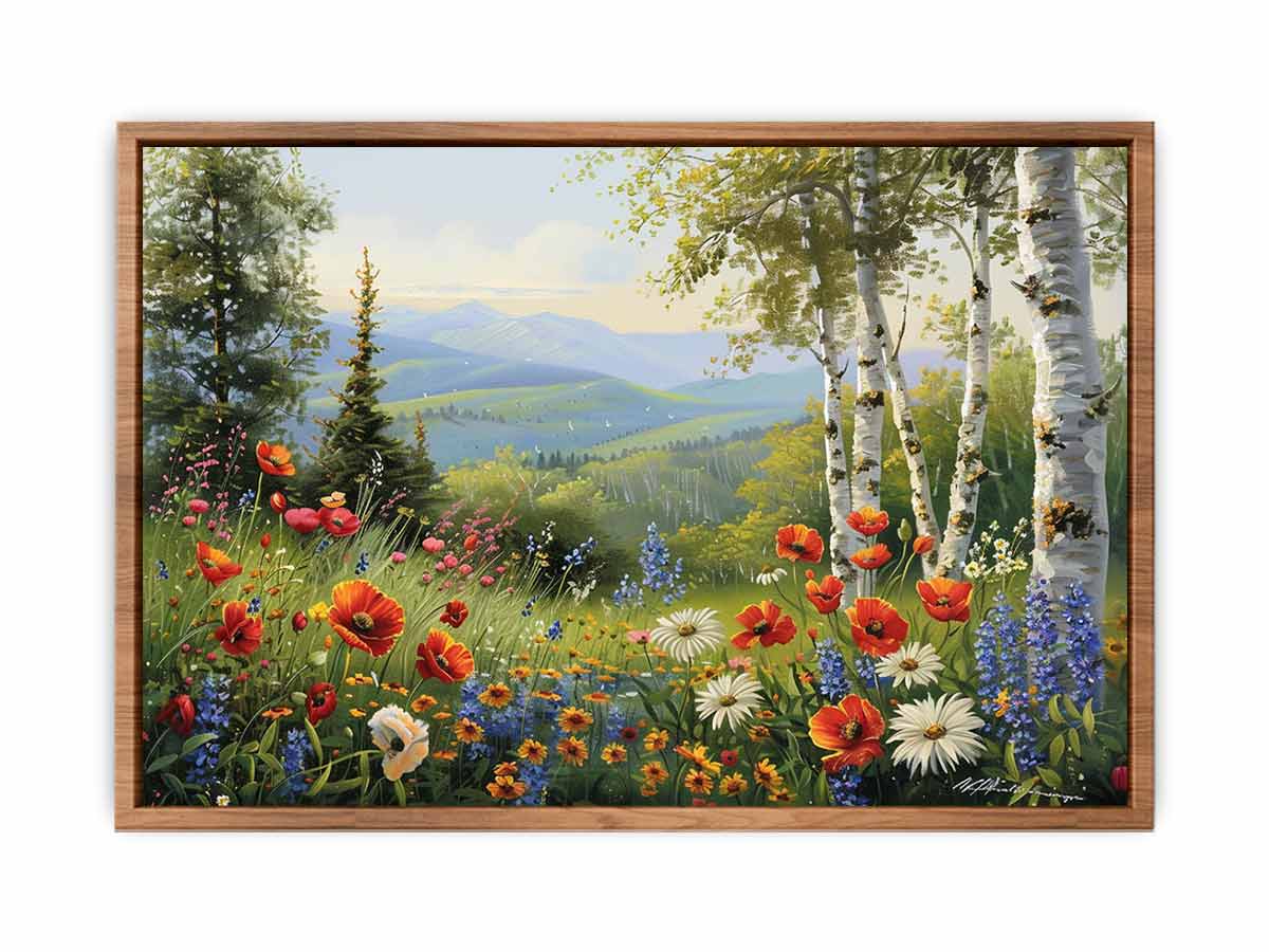 Beautiful Landscape Painting Of Flowers Poster