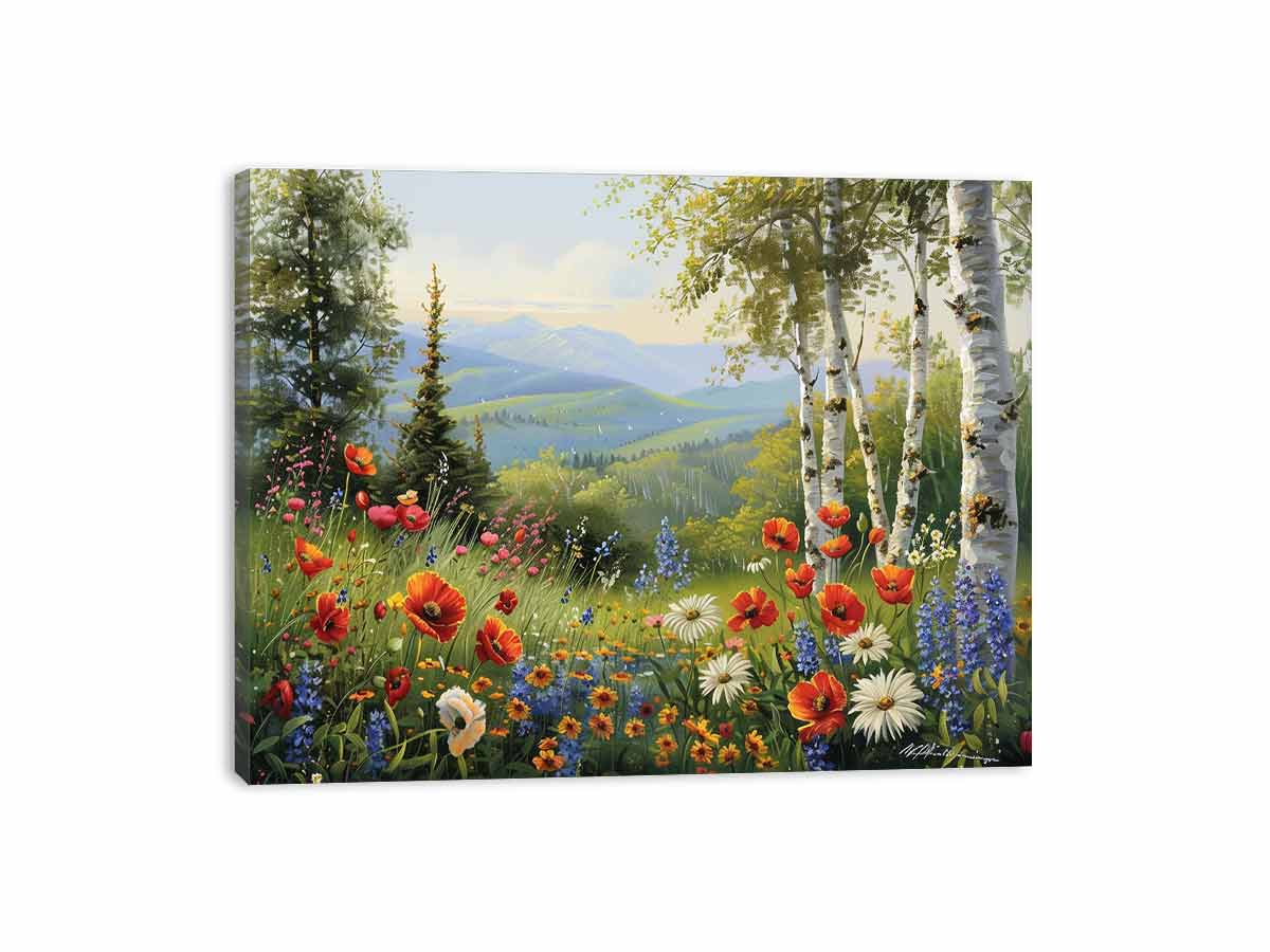 Beautiful Landscape Painting Of Flowers Painting