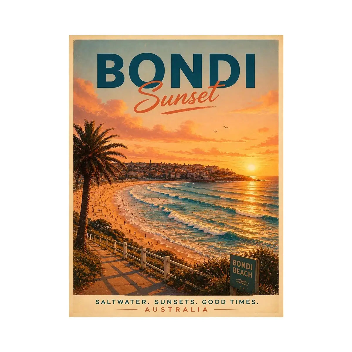 Bondi Sunset Travel Poster
