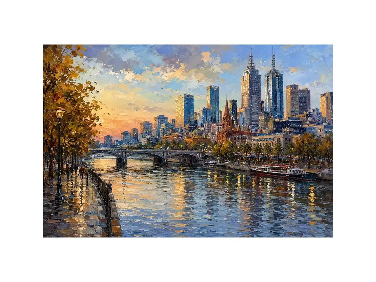 Melbourne River Painting Canvas Print