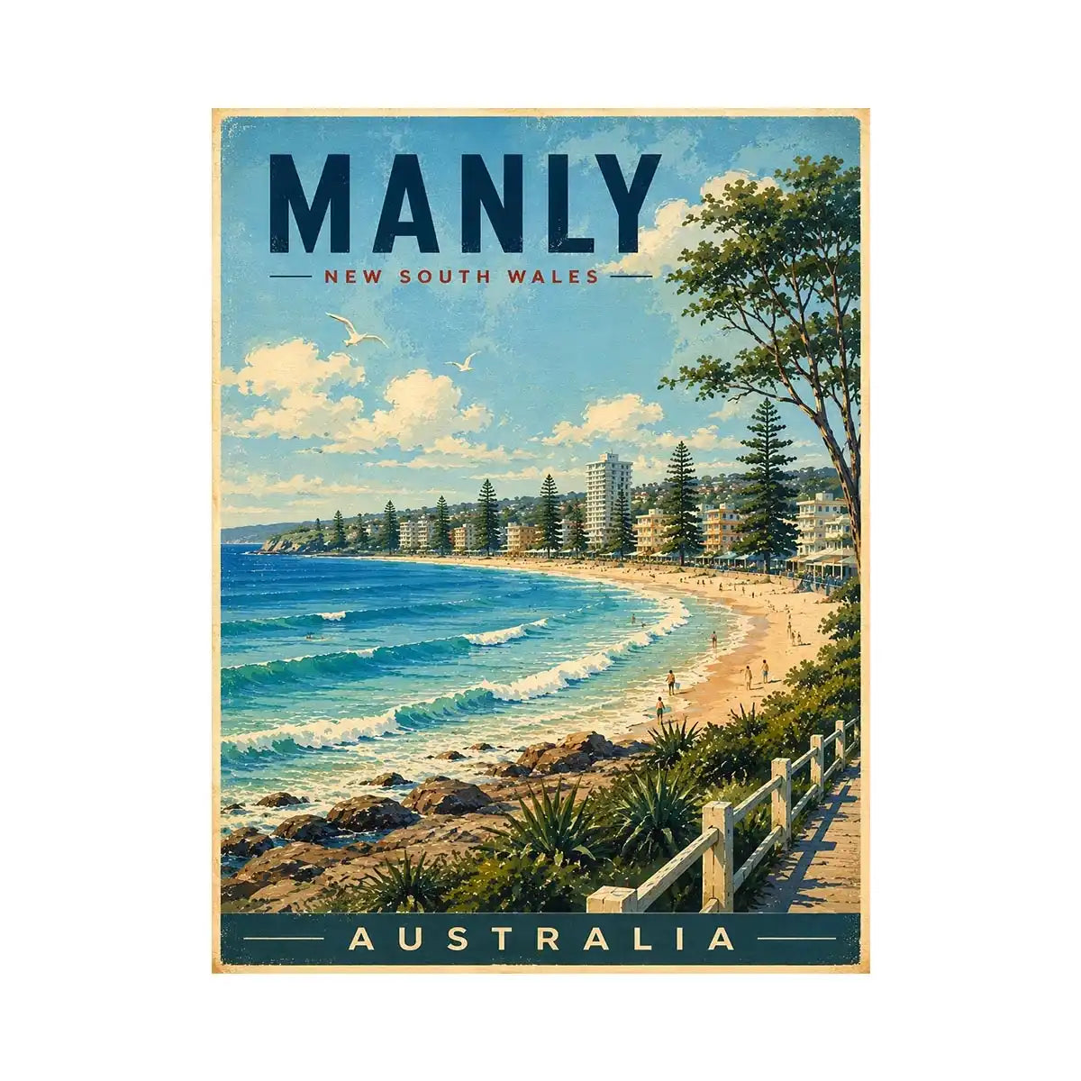Manly Vintage Travel Poster