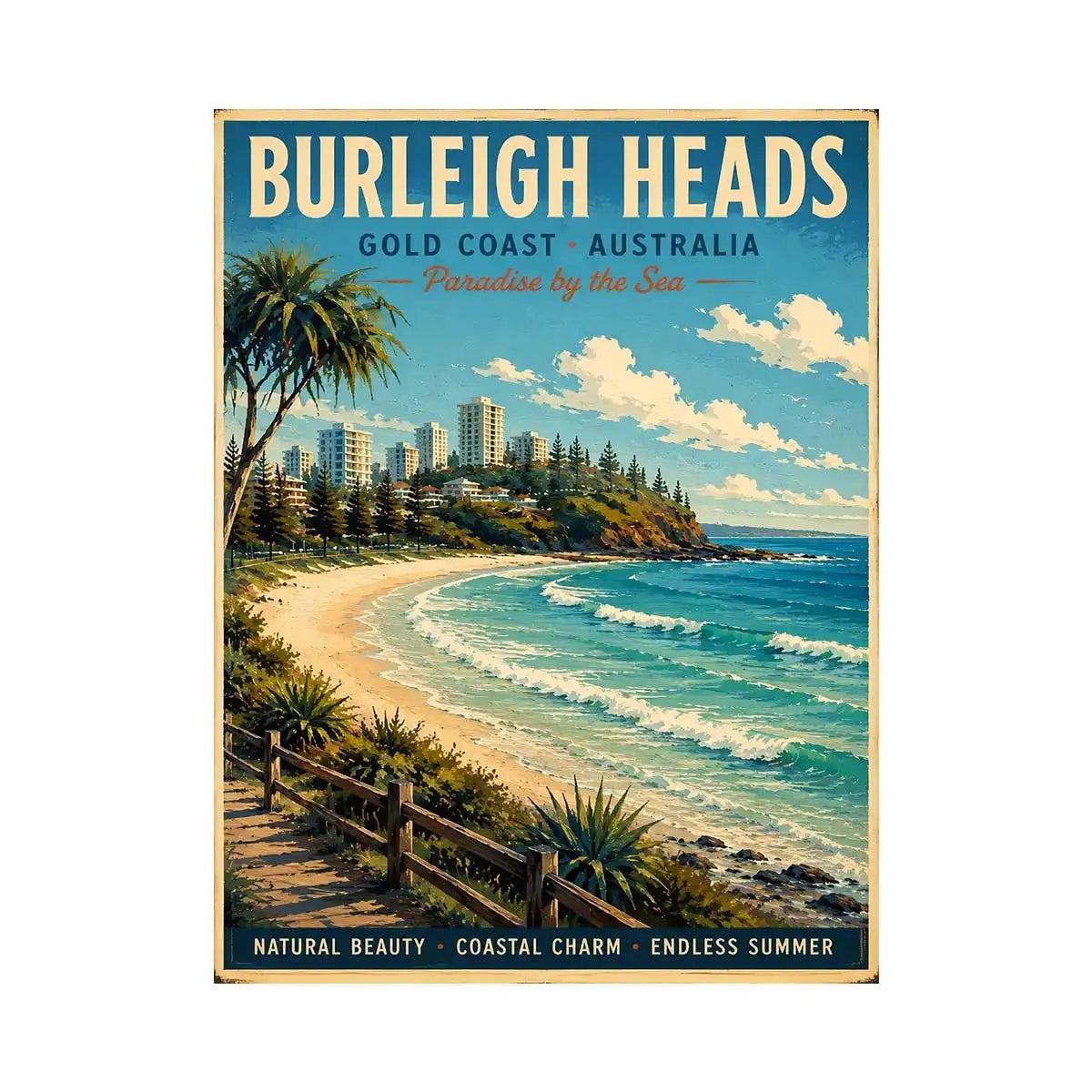 Burleigh Heads Vintage Travel Poster