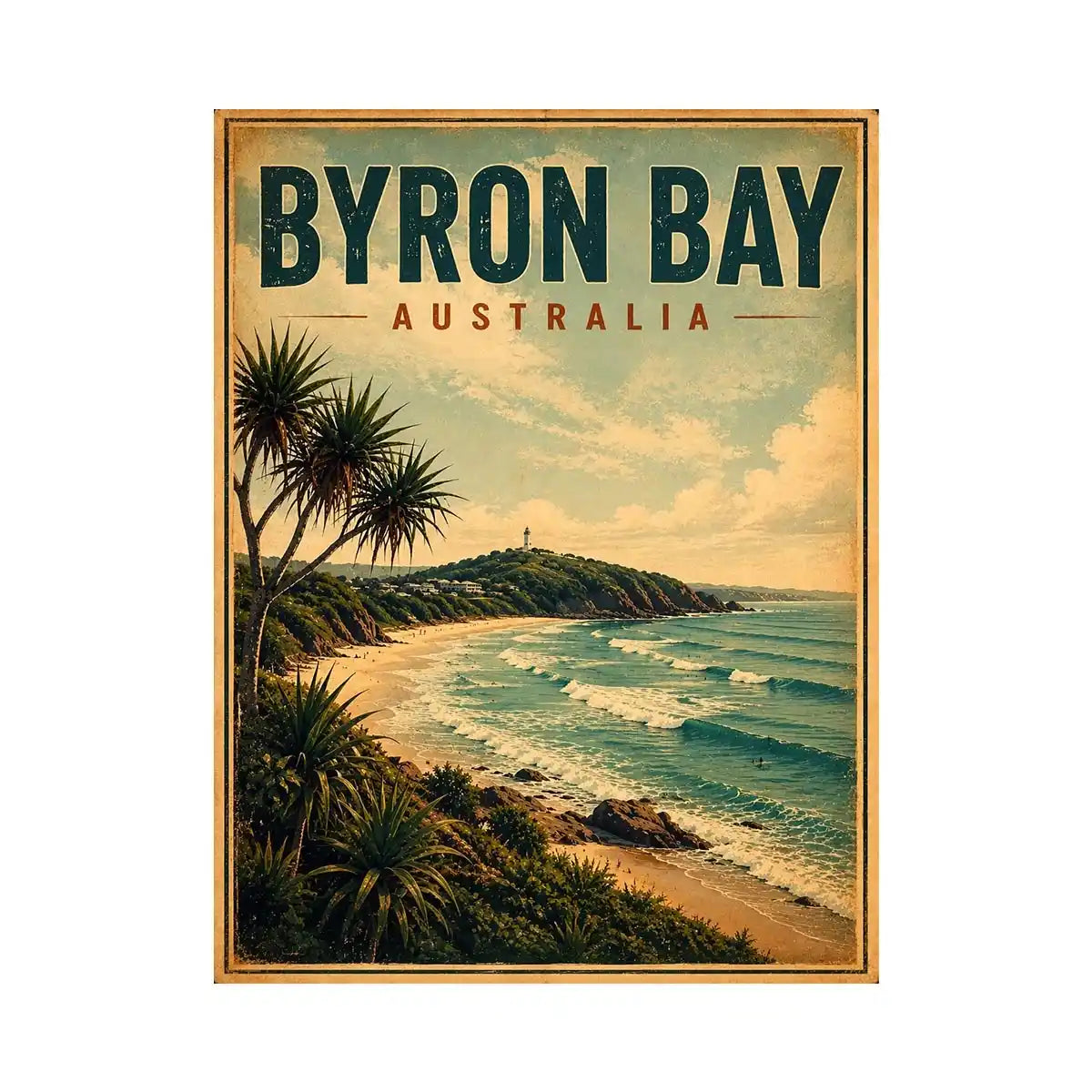 Byron Bay Vintage Travel Poster