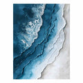 Textured abstract ocean wave canvas art in blue and white for coastal decor.