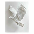 White falcon bird in flight canvas art for minimalist office or luxury decor.