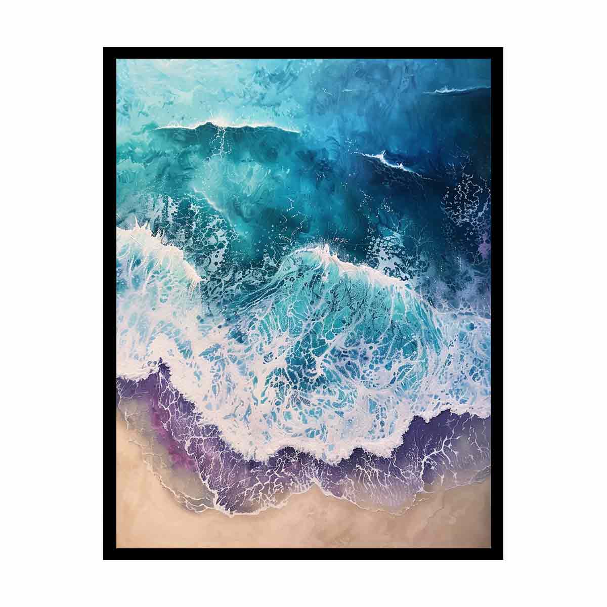 Turquoise ocean canvas print for coastal bedroom.
