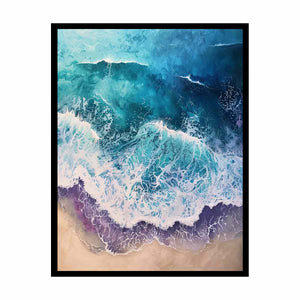 Turquoise ocean canvas print for coastal bedroom.
