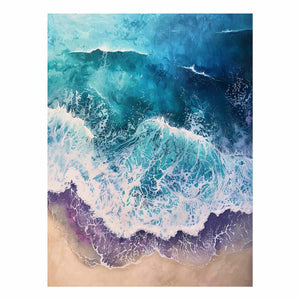 Turquoise ocean canvas print for coastal bedroom.
