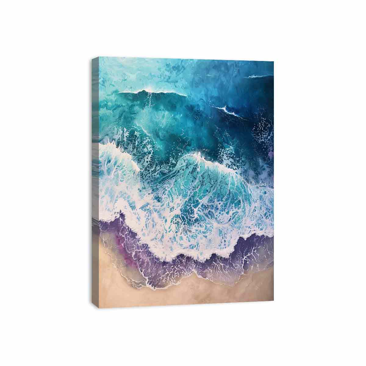 Turquoise ocean canvas print for coastal bedroom.