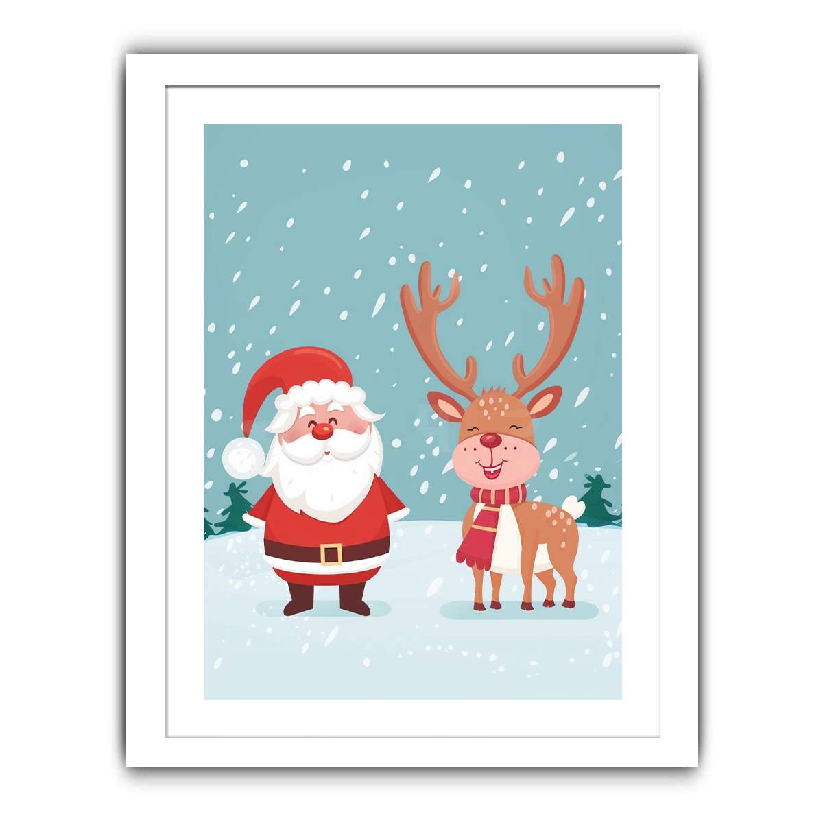 Santa & Reindeer Streched canvas