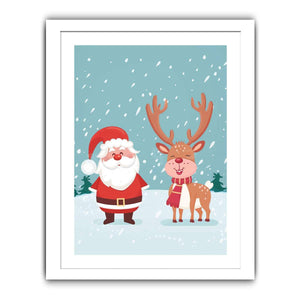 Santa & Reindeer Streched canvas