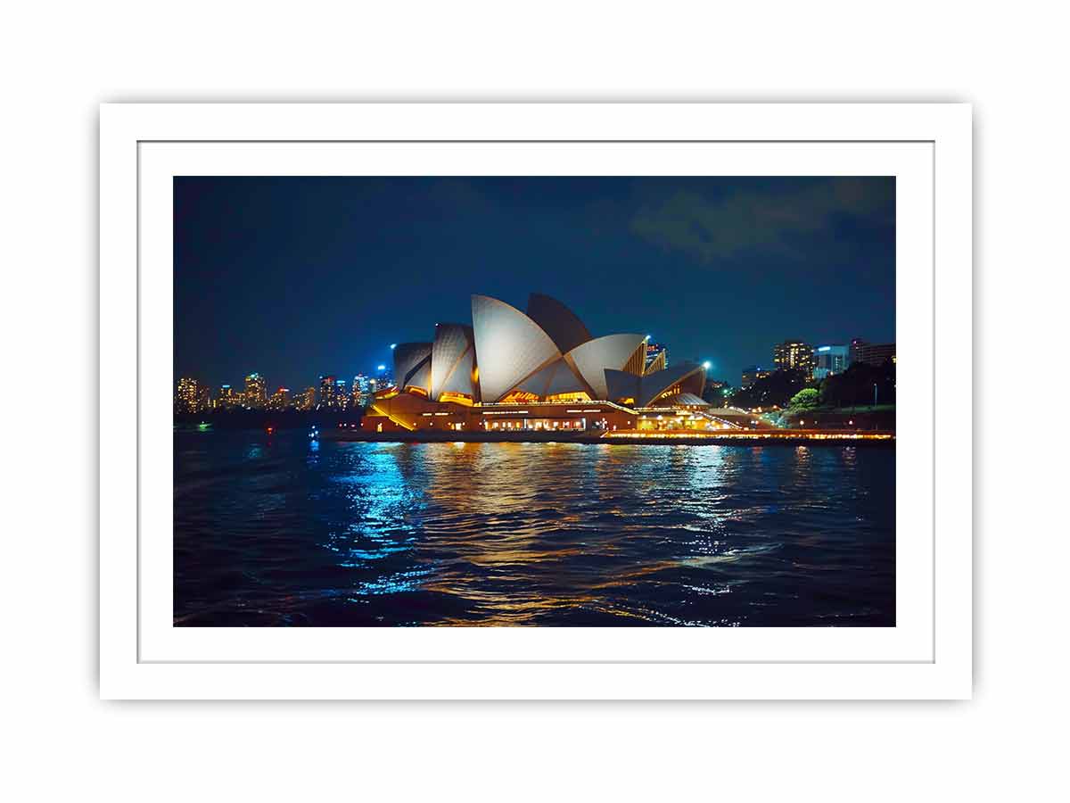 Opera House in Night Streched canvas