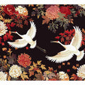 White cranes and floral pattern canvas art for dramatic luxury living room decor.