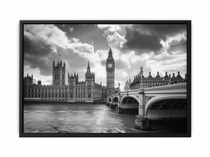 Black and white London architecture canvas art for office or living room.