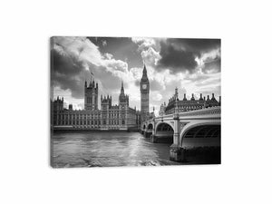 Black and white London architecture canvas art for office or living room.
