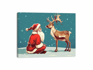 Santa with Reindeer  Canvas Print