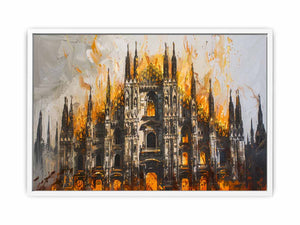 Castle On Fire Framed Print