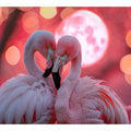 Pink flamingos with moon canvas art for dreamy bedroom and living room decor.