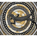 Black and gold lizard dot art canvas for modern living room decor.