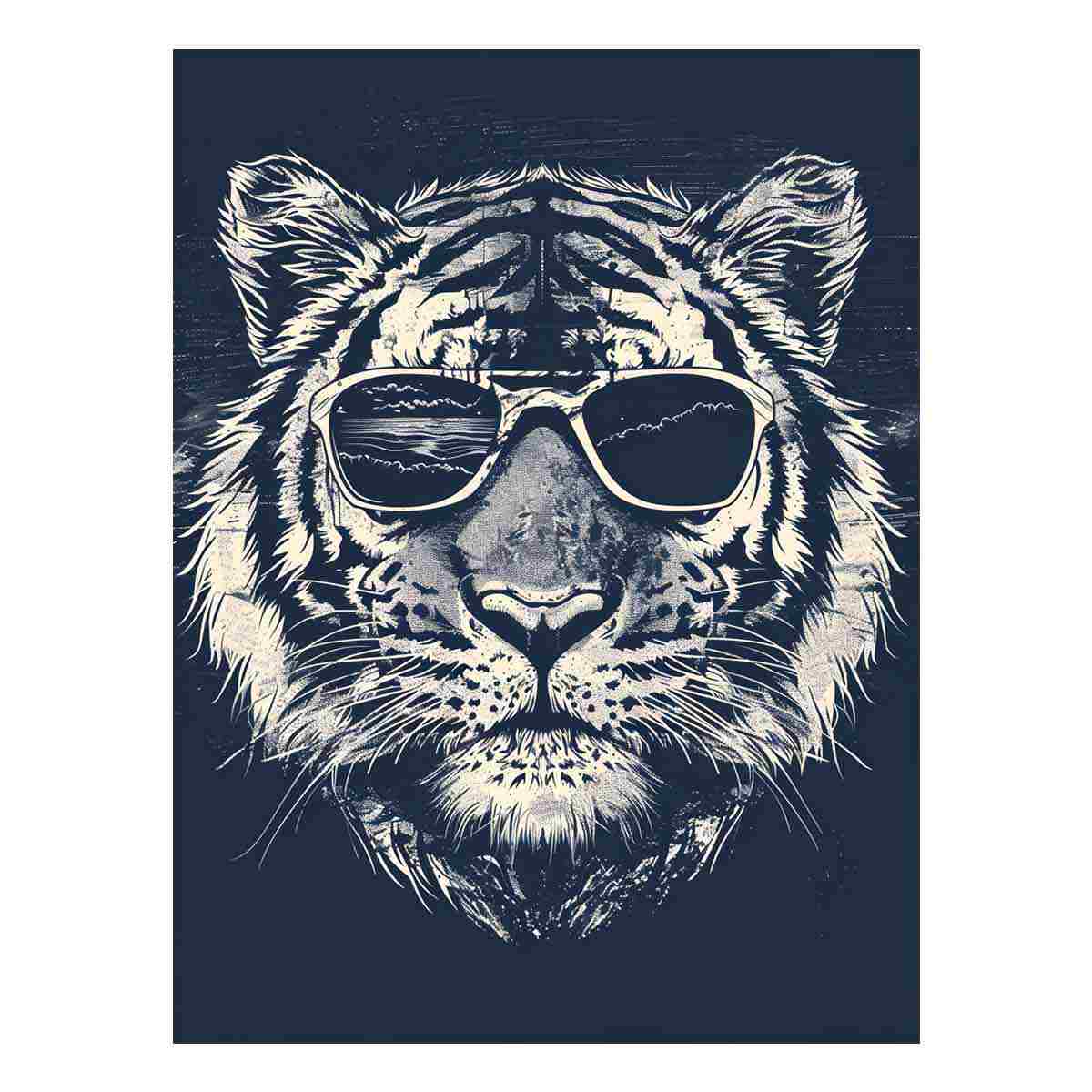 Cool tiger with sunglasses canvas art for modern living room decor.