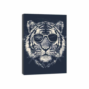 Cool tiger with sunglasses canvas art for modern living room decor.