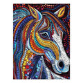 Rainbow horse dot art canvas print for bedroom, hallway, or equestrian decor.