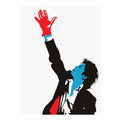 Bold pop art man with red glove canvas art for modern living room decor.