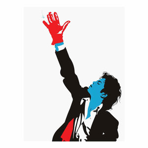 Bold pop art man with red glove canvas art for modern living room decor.