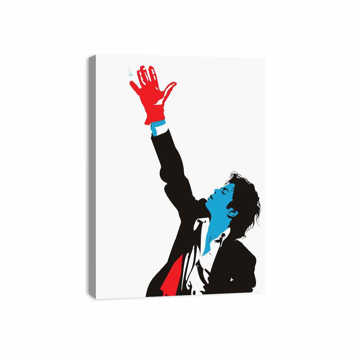 Bold pop art man with red glove canvas art for modern living room decor.