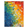 Colorful abstract dot canvas art with blue orange gradient for modern office decor.