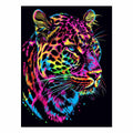 Neon jaguar head canvas art on black for bold modern office or game room decor.