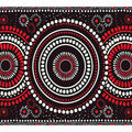 Red black and white circular dot canvas art for modern living room decor.