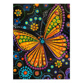 Bright butterfly and floral dotted canvas art for colorful kids room decor.