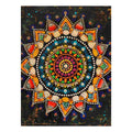 Colorful mandala dot canvas art for boho living room or meditation decor.