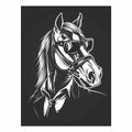 Black and white horse wearing sunglasses canvas art for playful modern decor.