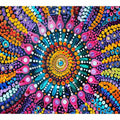 Colorful dot mandala canvas print for vibrant modern living room decor.