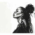 Black and white fashion portrait canvas art for modern bedroom or office decor.