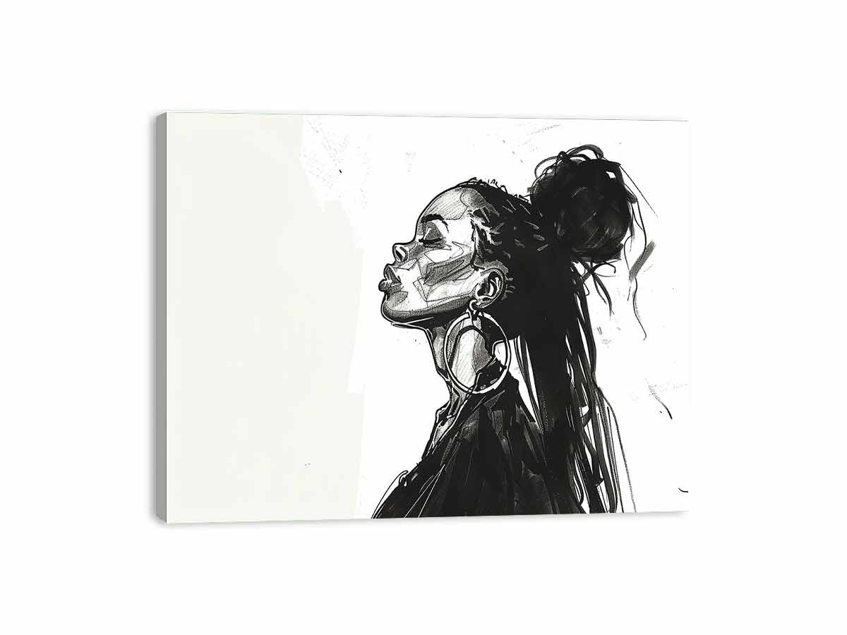 Black and white fashion portrait canvas art for modern bedroom or office decor.